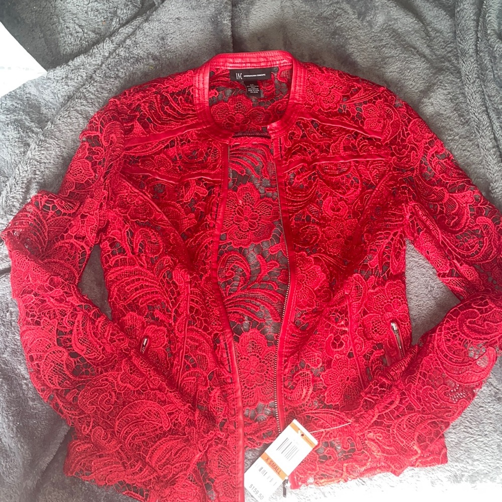INC International Concepts Red Lace Jacket